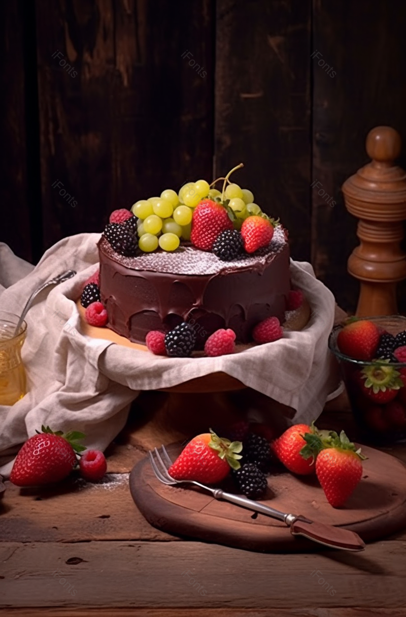 巧克力芝士蛋糕配水果,高清,摄影图,摄影图片,图片大全,摄影图免费下载